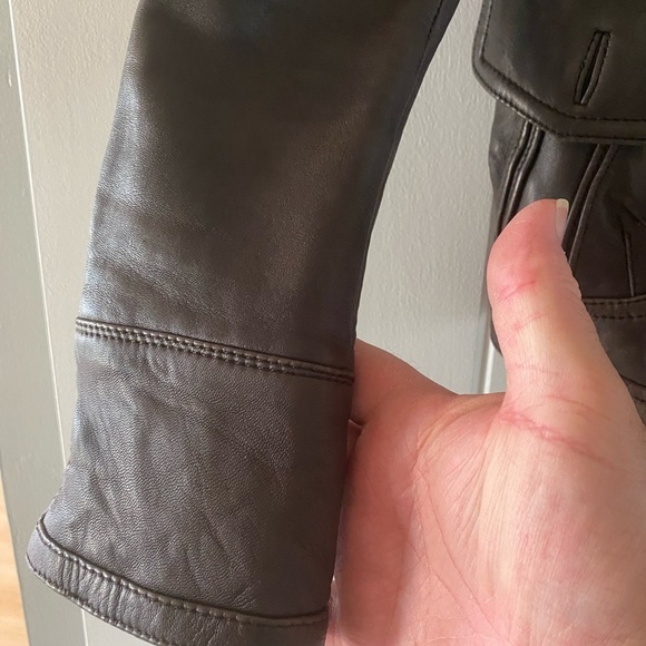 Mango Disco Tek brown sheep leather jacket. - Picture 5 of 10